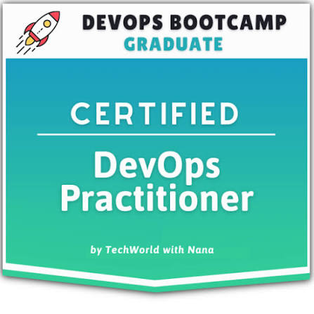 DevOps Bootcamp Graduate badge, TechWorld with Nana